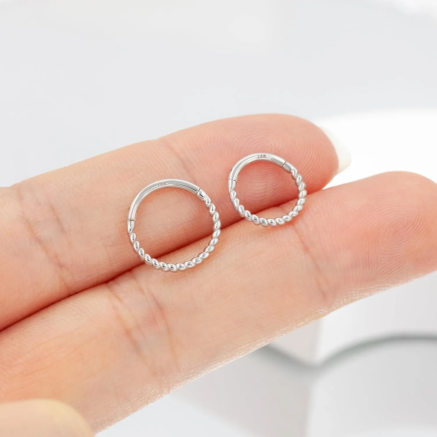 14k Gold 16G Septum Nose Rings for Women Men, 8mm/10mm Helix Daith Tragus Cartilage Hoop Earrings Piercing Jewelry