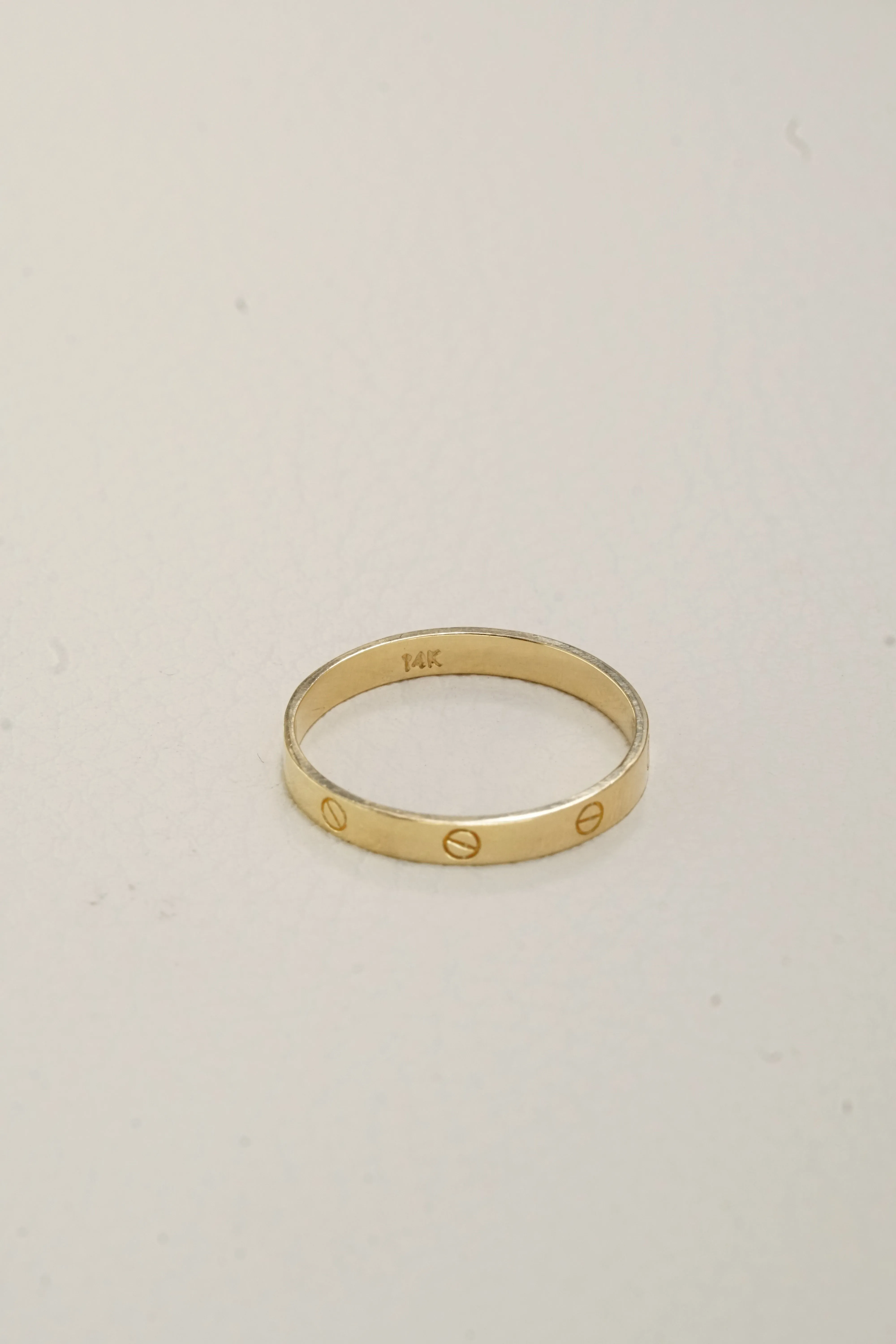 14K Solid Gold Nail Simple Love Stackable Ring
