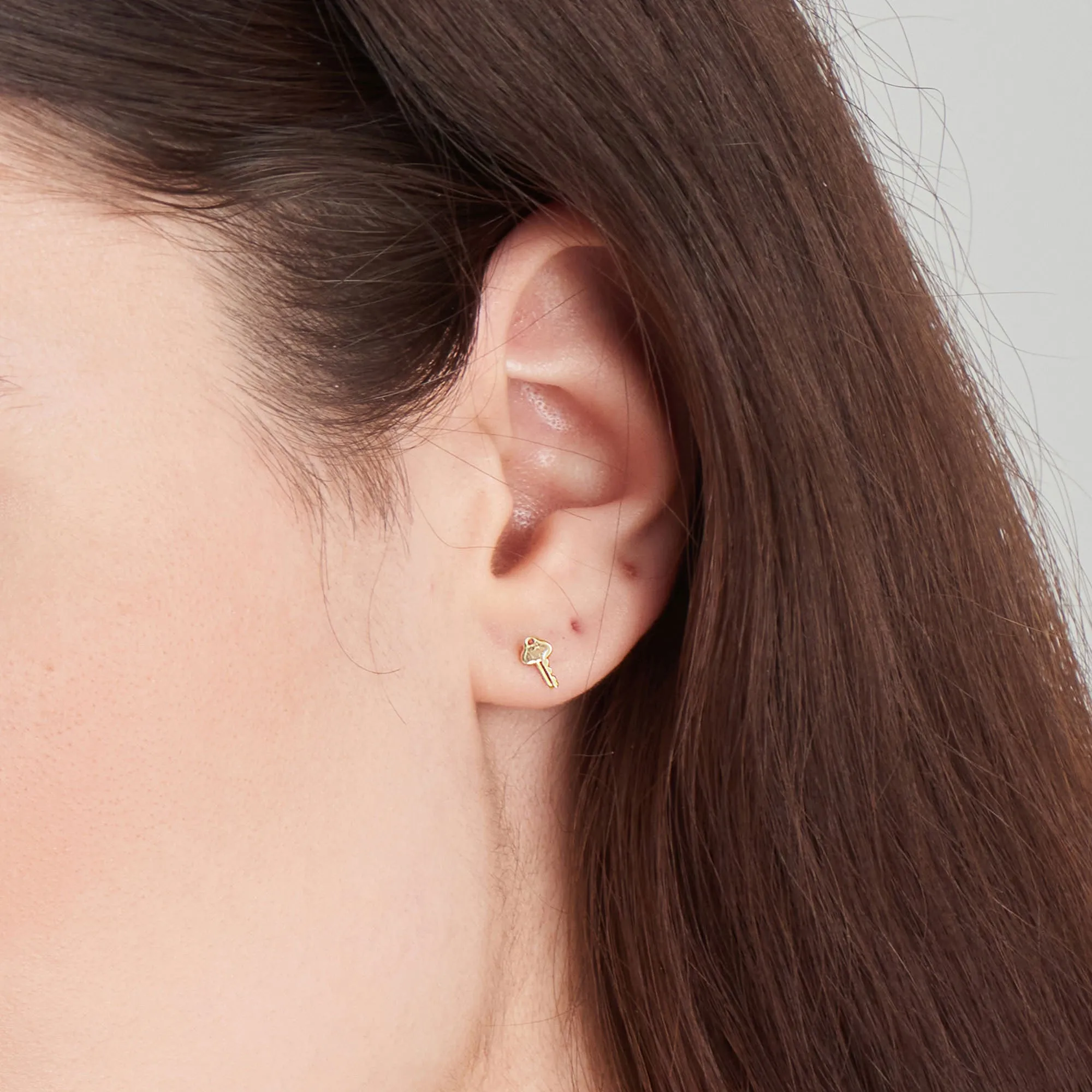 14kt Gold Key Stud Earrings