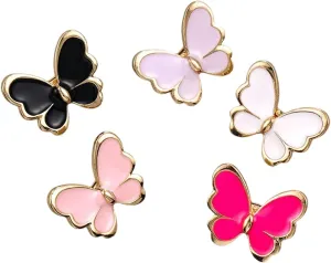 5 Pack Cute Funny Color Enamel Butterfly Brooches Pin Set Fashion Animal Themed Lapel Brooches Jewelry Suit Brooch for Women Girl Gold Plated