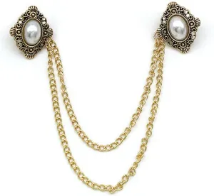 Antique Collar Clips Brooches Lapel Pins for Women Girls Unisex Vintage Elegant Enameled Flower Imitation Pearl Blue Rhinestone Layered Tassel Chain Drop Dangling Necktie Tie Shawl Scarf Dress Accessories Jewelry Christmas Birthday