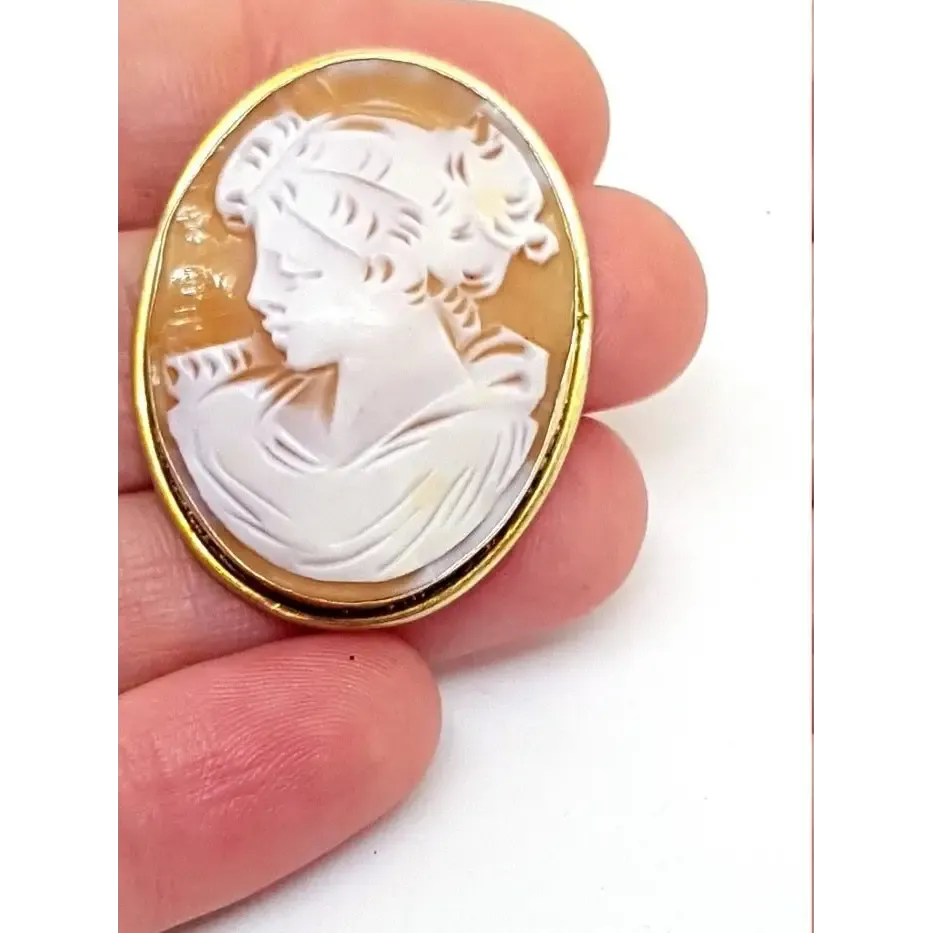 Antique Victorian carved shell cameo, pendant and brooch. sxx. Jeweler's.