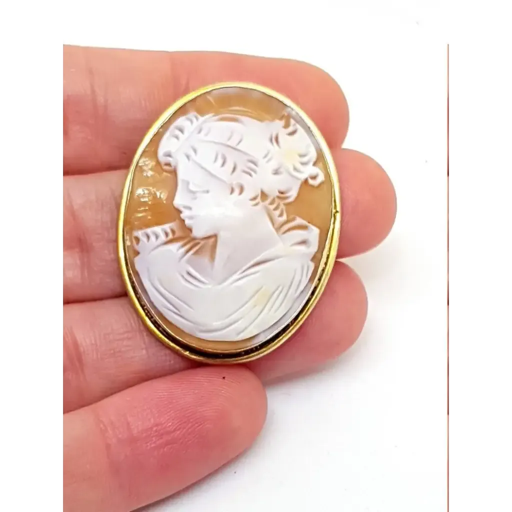 Antique Victorian carved shell cameo, pendant and brooch. sxx. Jeweler's.