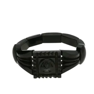 Antique Whitby Jet Carved Square Bracelet