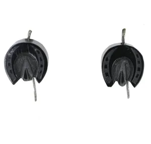 Antique Whitby Jet Small Carved Horseshoe Drop Earrings