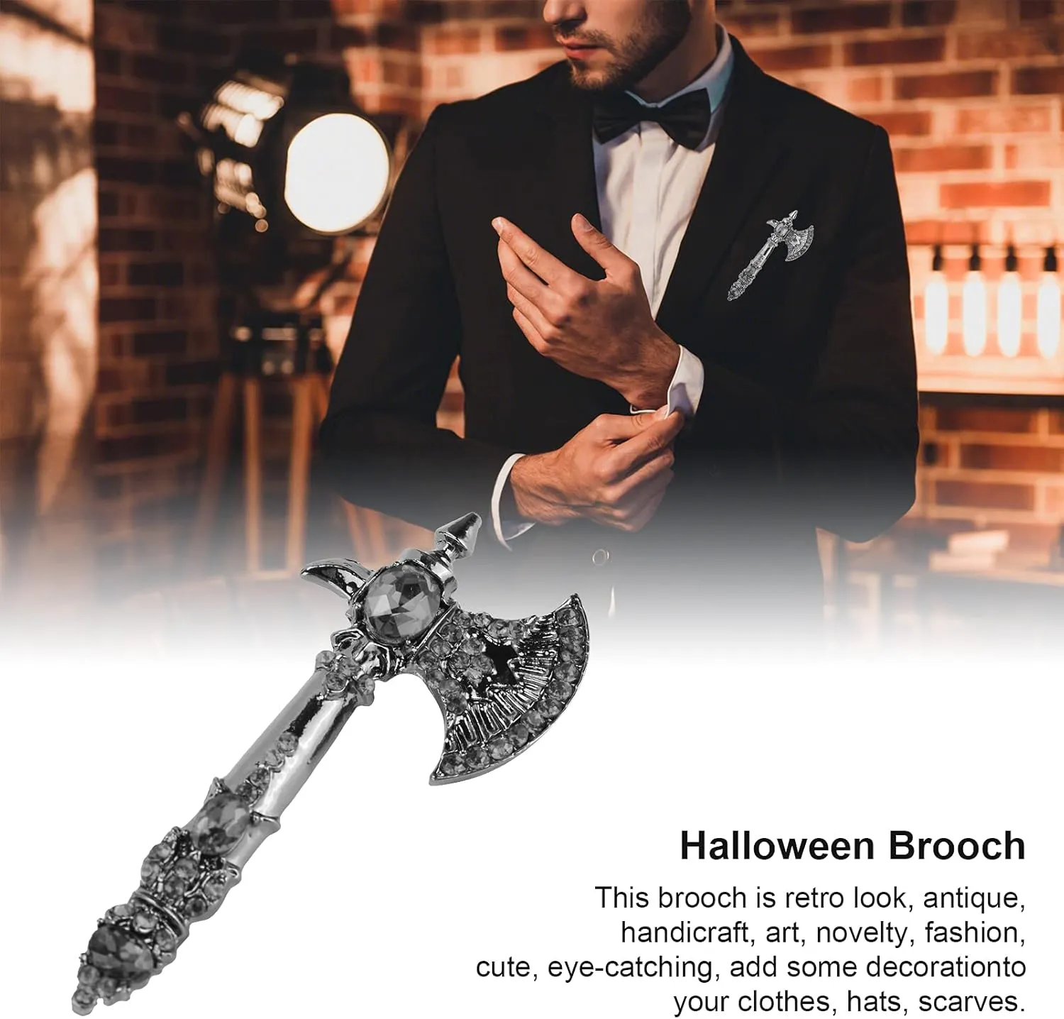 Axe Brooch Pin, Accessory Brooch Badge Pins Tomahawk Pin Christmas Brooches for Male and Female(Black)
