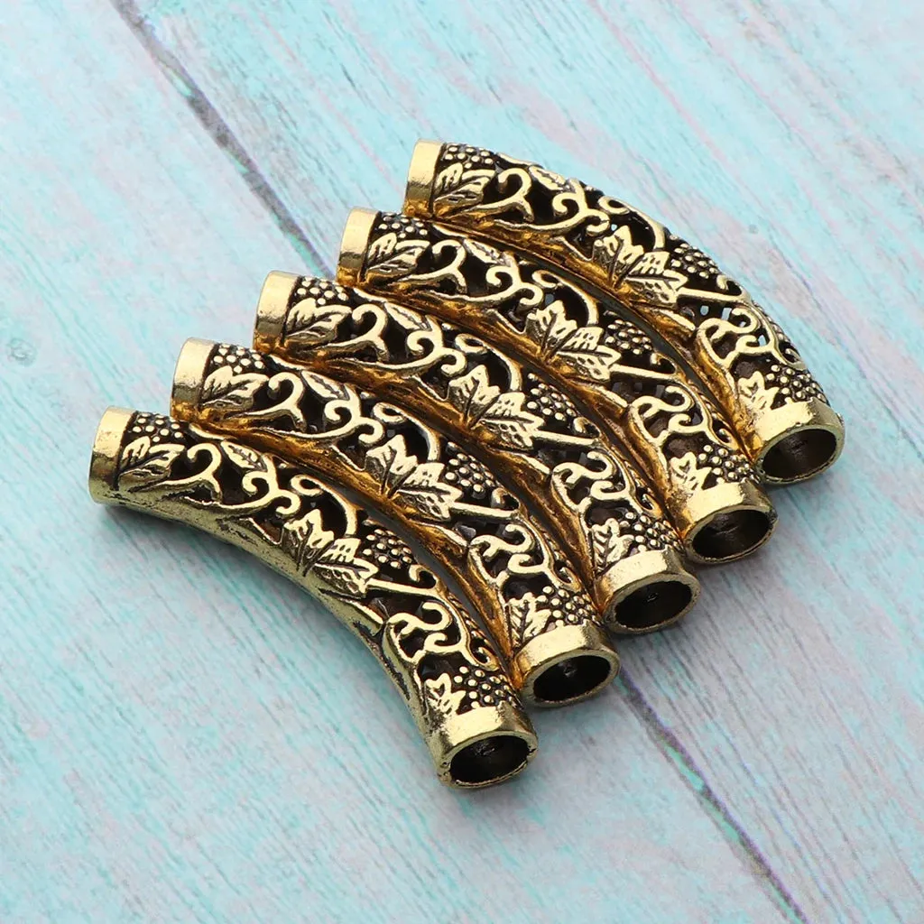 Beard Beads Set Gem Jewel (5pcs) - Norse Rings for Dreadlocks & Hair & Beards - Antique Style