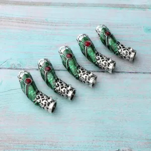 Beard Beads Set Gem Jewel (5pcs) - Norse Rings for Dreadlocks & Hair & Beards - Antique Style