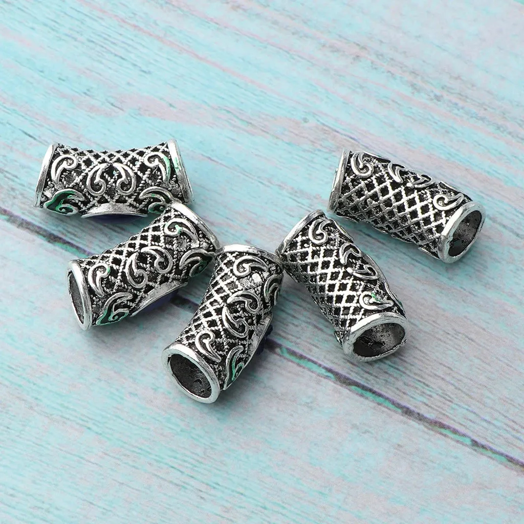 Beard Beads Set Gem Jewel (5pcs) - Norse Rings for Dreadlocks & Hair & Beards - Antique Style
