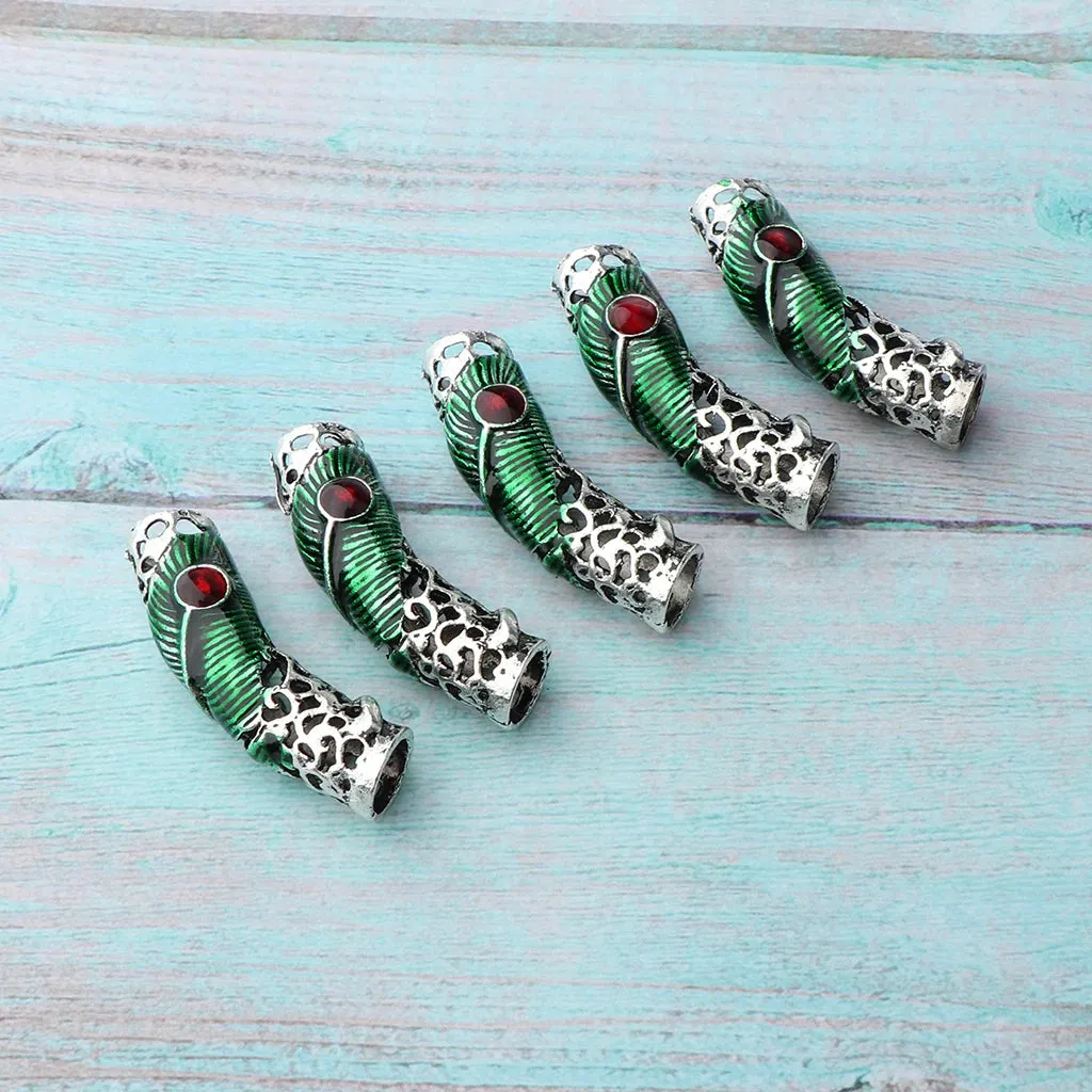 Beard Beads Set Gem Jewel (5pcs) - Norse Rings for Dreadlocks & Hair & Beards - Antique Style
