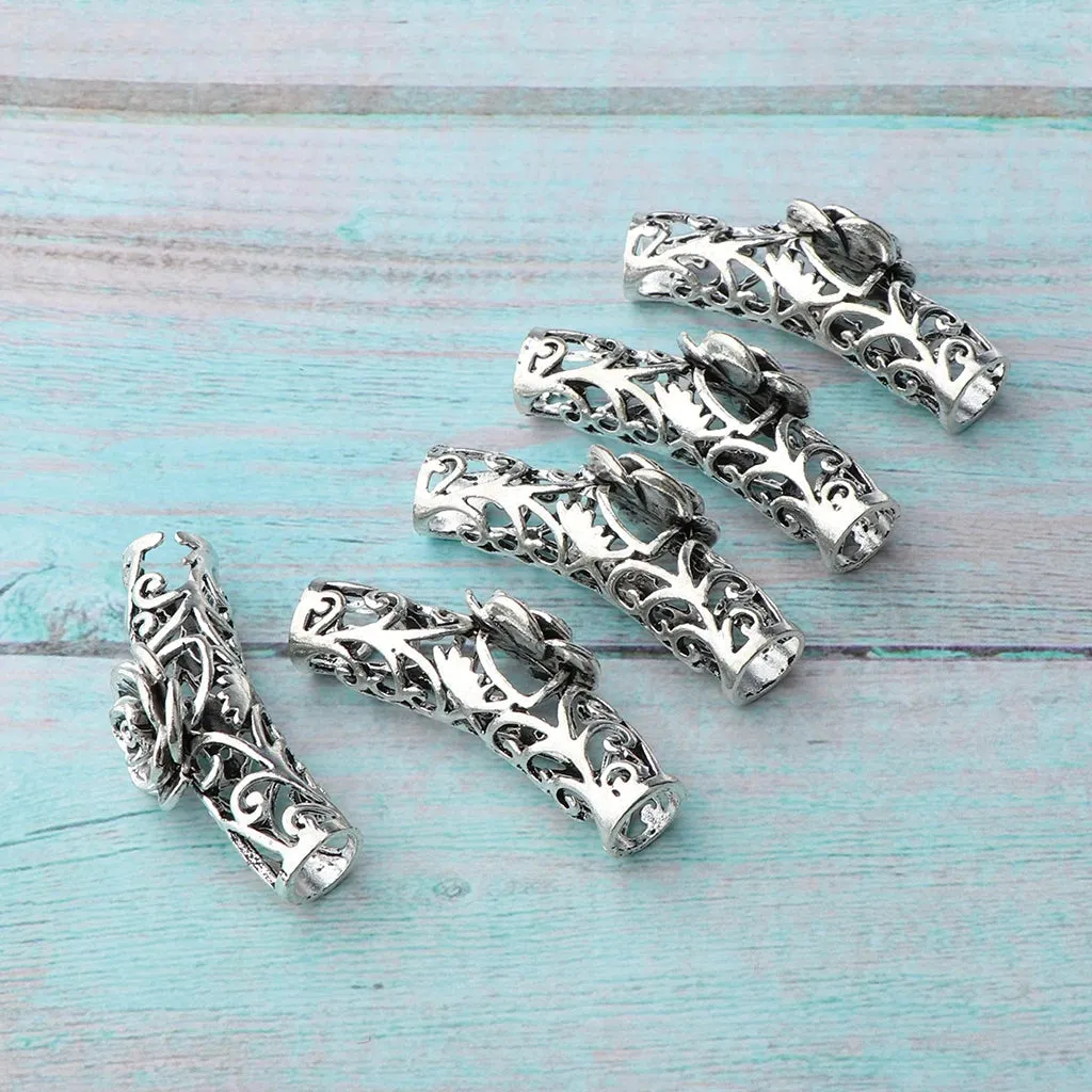 Beard Beads Set Gem Jewel (5pcs) - Norse Rings for Dreadlocks & Hair & Beards - Antique Style