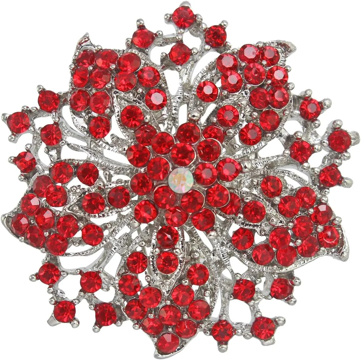 Campsis Women's Elegant Flower Brooch with Simulated Crystal | Floral Scarf Pin