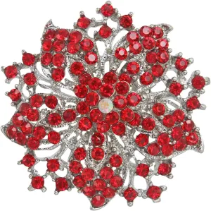 Campsis Women's Elegant Flower Brooch with Simulated Crystal | Floral Scarf Pin