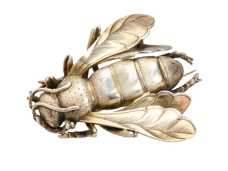 Detailed Vermeil Silver Honey Bee Brooch