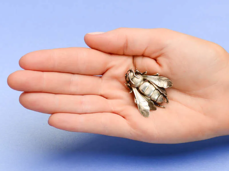 Detailed Vermeil Silver Honey Bee Brooch