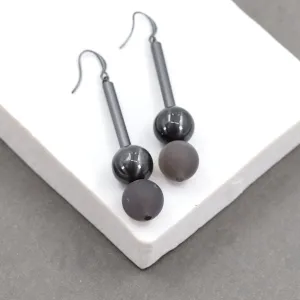 Fish hook earrings with tube and bead drop