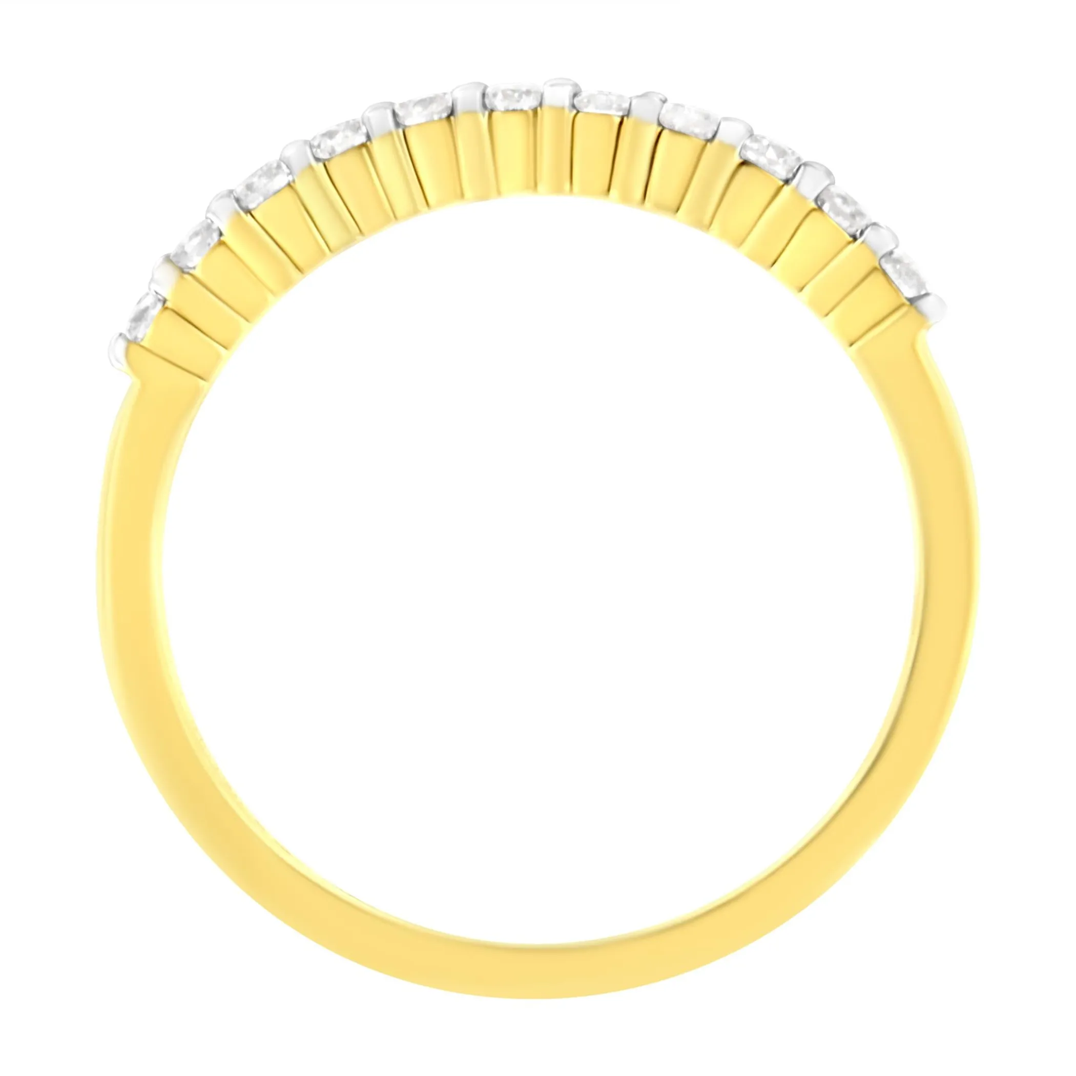 IGI Certified 1/4 Cttw Diamond 10K Yellow Gold Prong Set Fluted Band Style Ring (I-J Color, I2-I3 Clarity)
