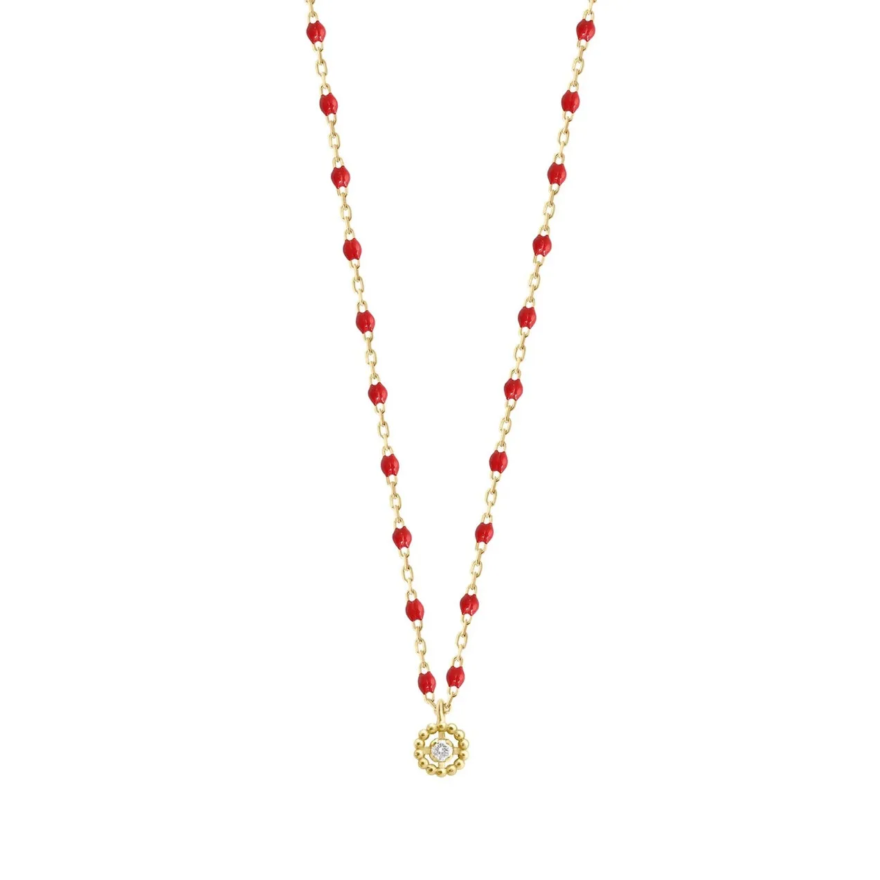 Lucky Puce Mini Gigi Poppy diamond necklace, Yellow Gold, 16.5"
