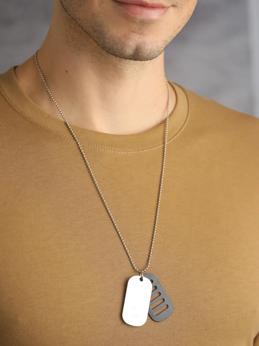 Men's Stylish Silver-Plated Name Tag Pendant for Men - Priyaasi