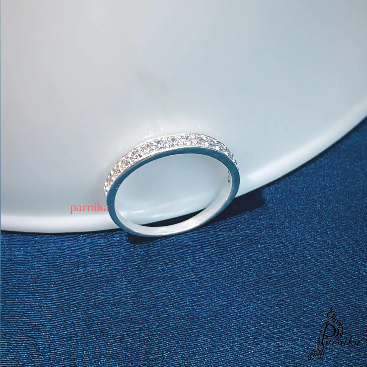 MJ 925 White CZ Silver Finger Ring Band in Pure 92.5 Sterling Silver for Women Girls | Chandi Ki Ring Valentines Day Gift | Thumb Ring |