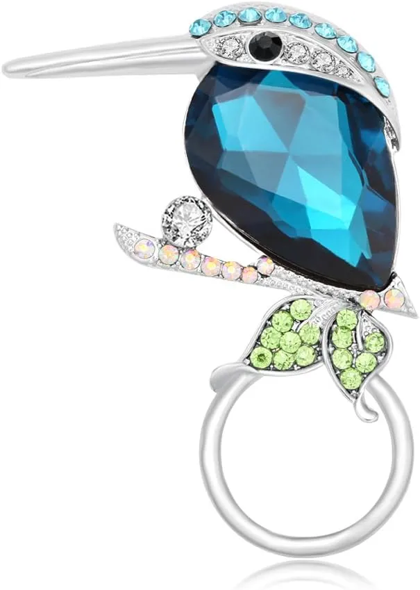 NOUMANDA Retro Jewelry Crystal Rhinestone Woodpecker Animal Brooches Brooch Pins,Bird Eyeglass Holder