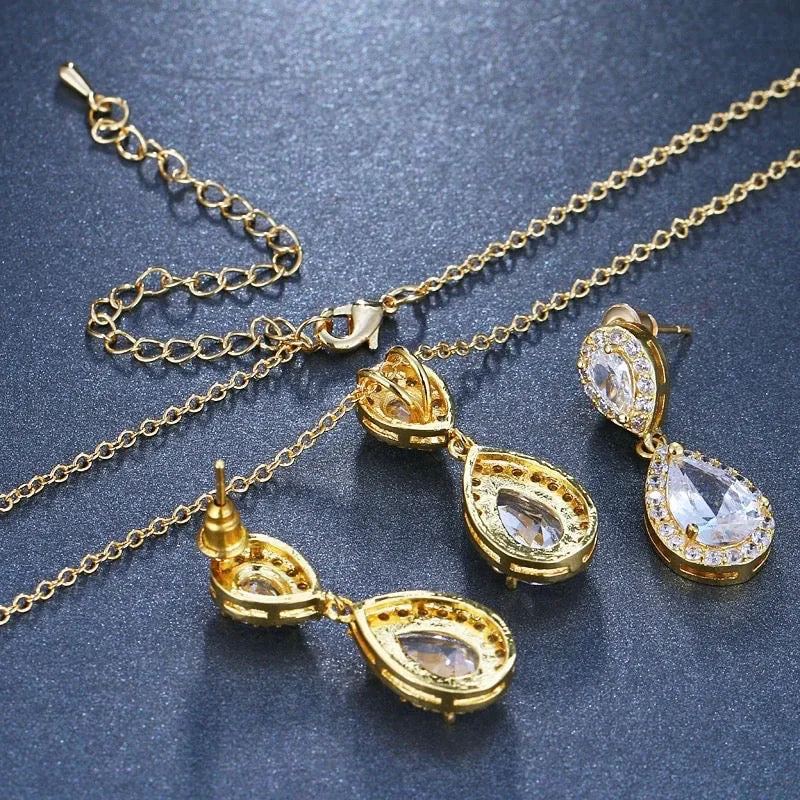 "Renee" - Cubic Zirconia Bridal Jewelry Set - Available in Silver, Rose Gold and Yellow Gold