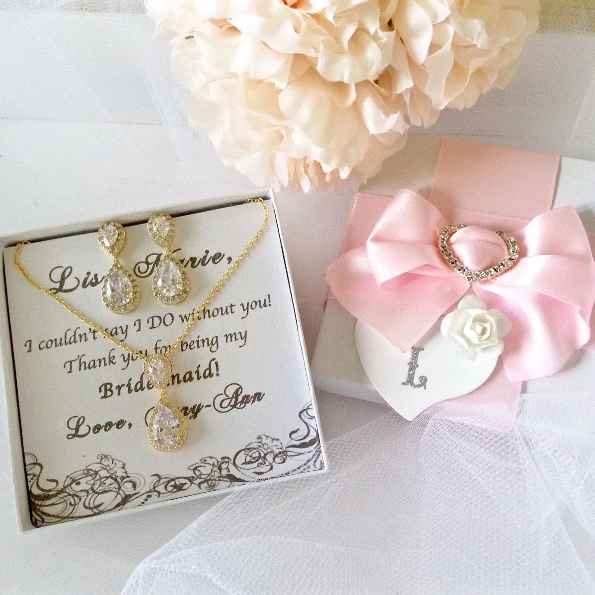 "Renee" - Cubic Zirconia Bridal Jewelry Set - Available in Silver, Rose Gold and Yellow Gold
