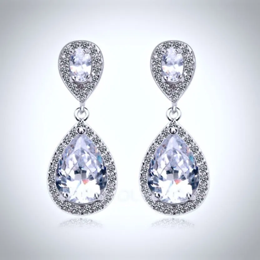 "Renee" - Cubic Zirconia Bridal Jewelry Set - Available in Silver, Rose Gold and Yellow Gold