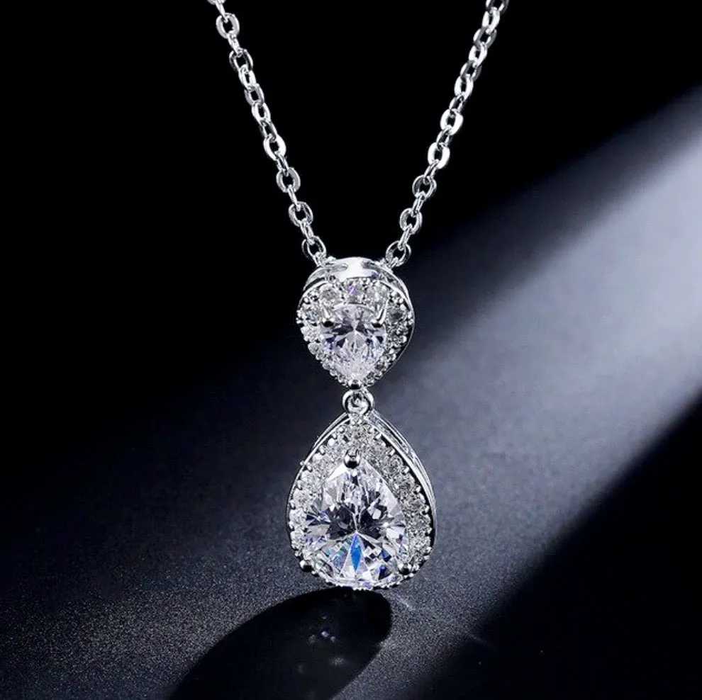"Renee" - Cubic Zirconia Bridal Jewelry Set - Available in Silver, Rose Gold and Yellow Gold
