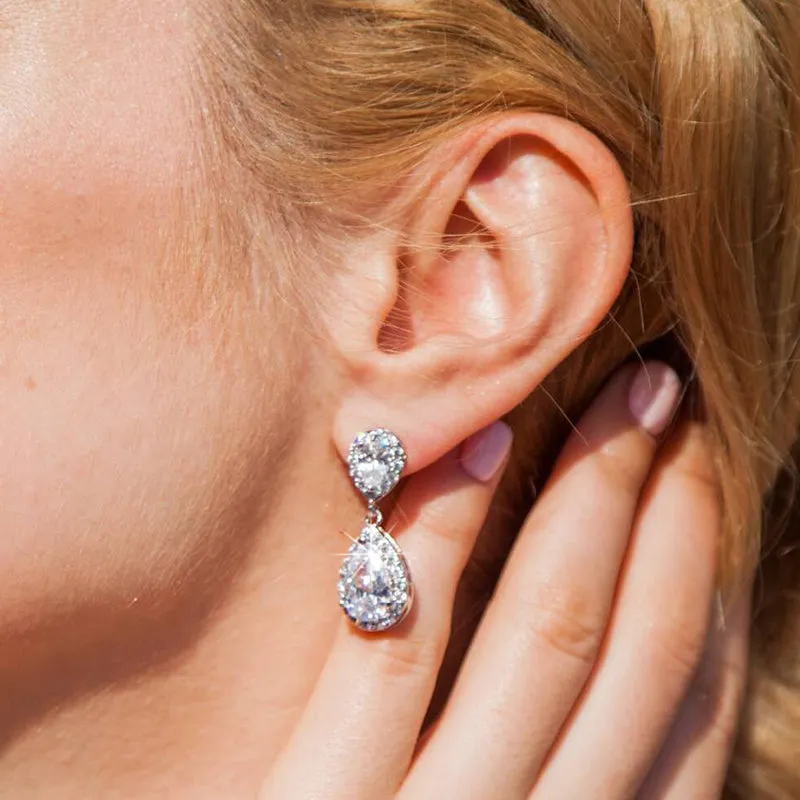 "Renee" - Cubic Zirconia Bridal Jewelry Set - Available in Silver, Rose Gold and Yellow Gold