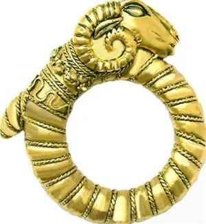 Ram Khnum Egyptian Round Brooch Pin Jewelry 2.1H