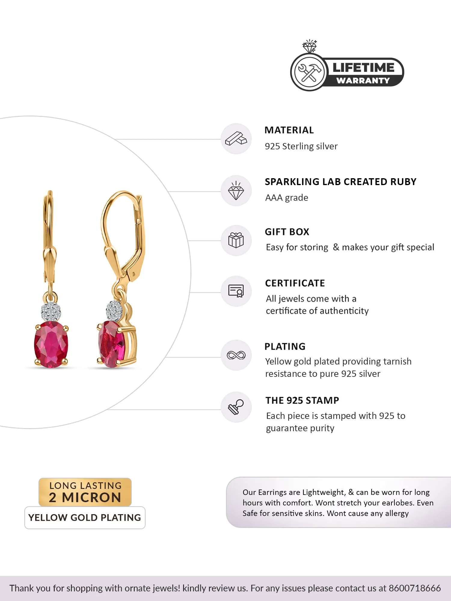 Red Ruby Classic Teardrop Earrings with Lever Back
