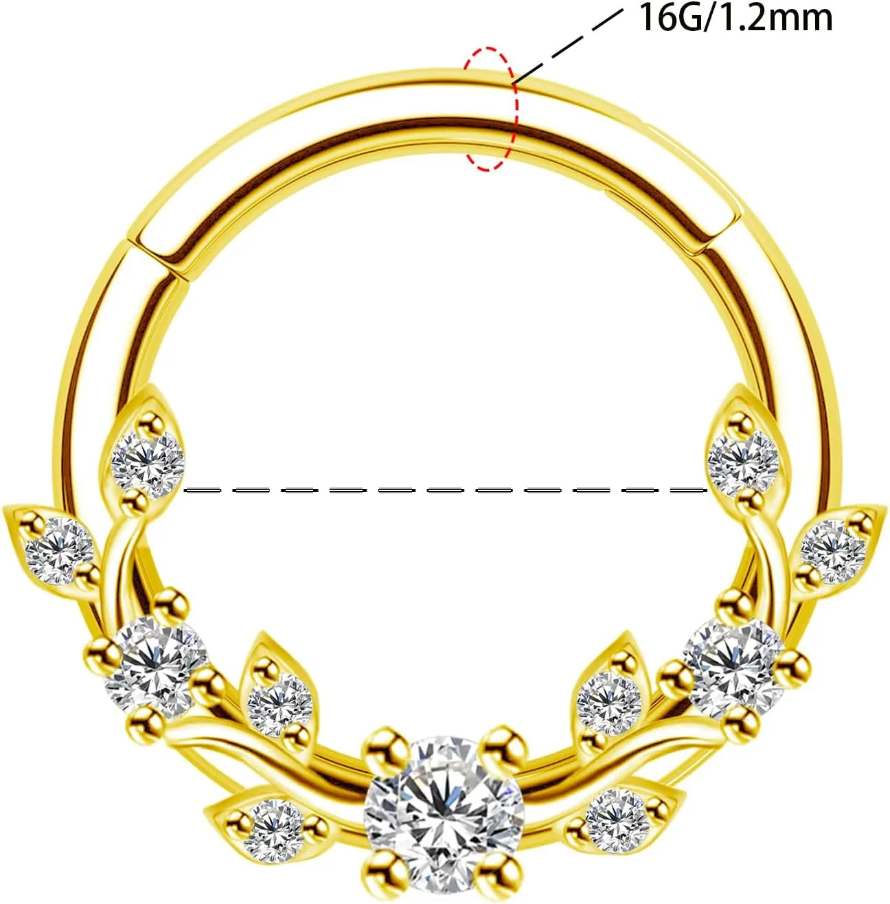 Septum Ring 16G Leaf Septum Nose Ring 316L Stainless Steel Vine Septum Piercing Daith Piercing Jewelry Conch Helix Earring Cartilage Earring for Women Men