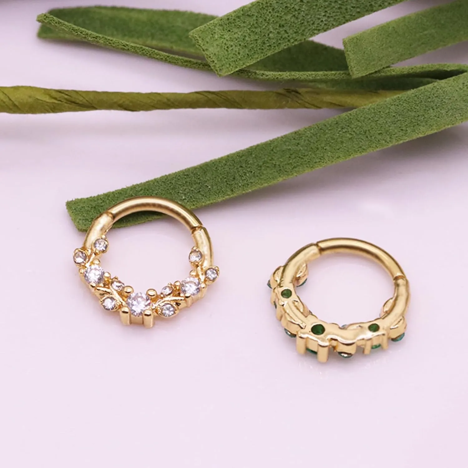 Septum Ring 16G Leaf Septum Nose Ring 316L Stainless Steel Vine Septum Piercing Daith Piercing Jewelry Conch Helix Earring Cartilage Earring for Women Men
