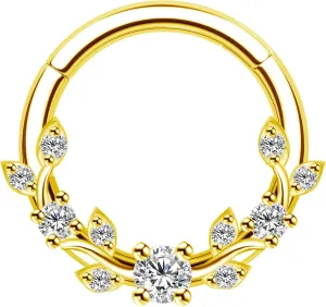Septum Ring 16G Leaf Septum Nose Ring 316L Stainless Steel Vine Septum Piercing Daith Piercing Jewelry Conch Helix Earring Cartilage Earring for Women Men