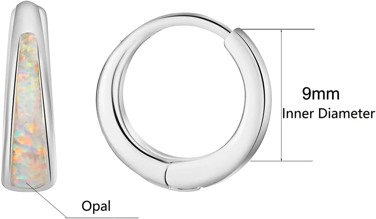 Silver & Gold Earrings for Women Trendy Opal Huggie Earrings Small Gold Hoop Earring 14k Gold Plated Opal Jewelry Birthday Gifts for Women Mom Her