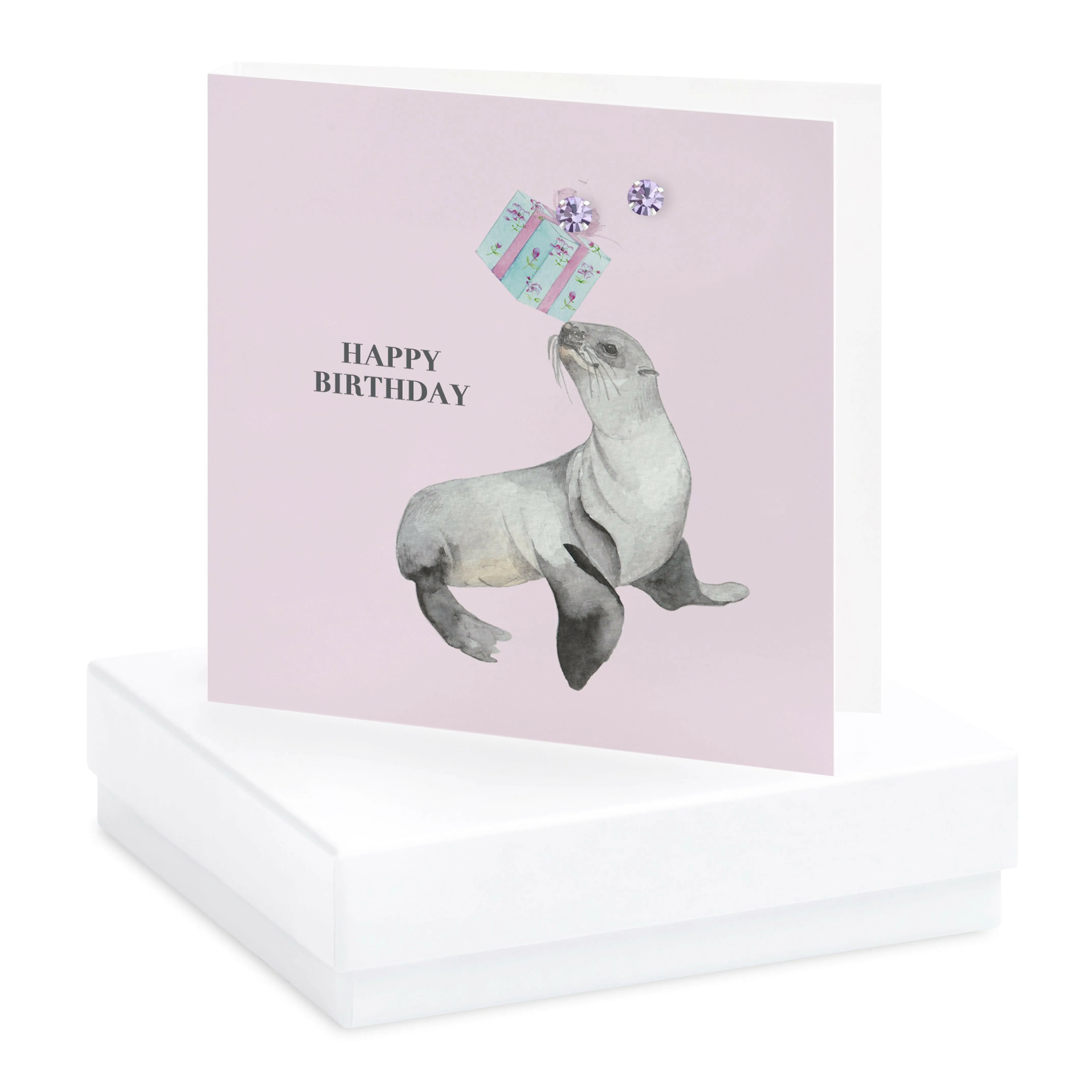 Silver Sterling Stud Earrings in Boxed Seal Design - Elegant Gift Card Included