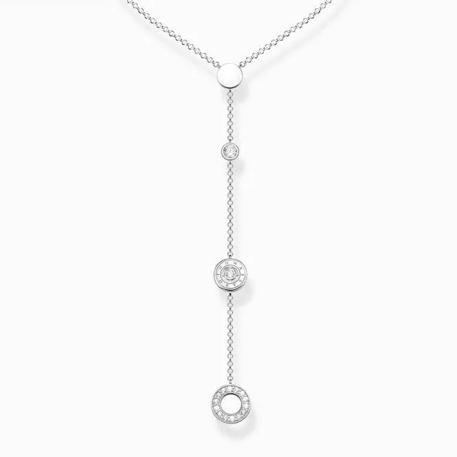 Sterling Silver Circles White Stone Necklace KE1879-051-14