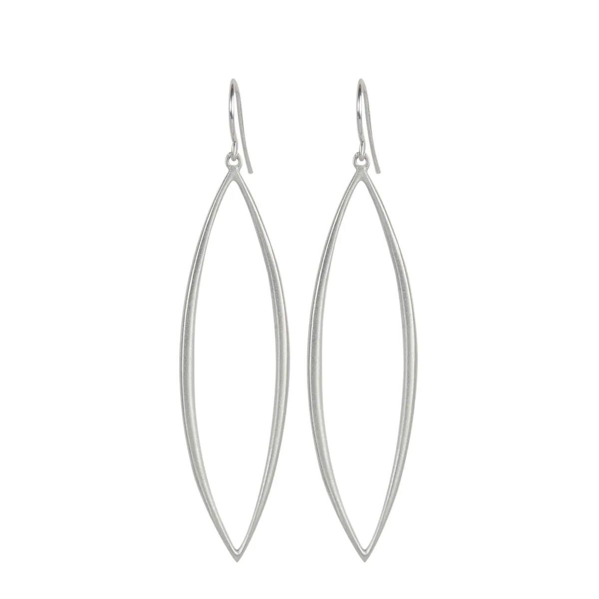 Sterling Silver Long Oval Bar Earrings