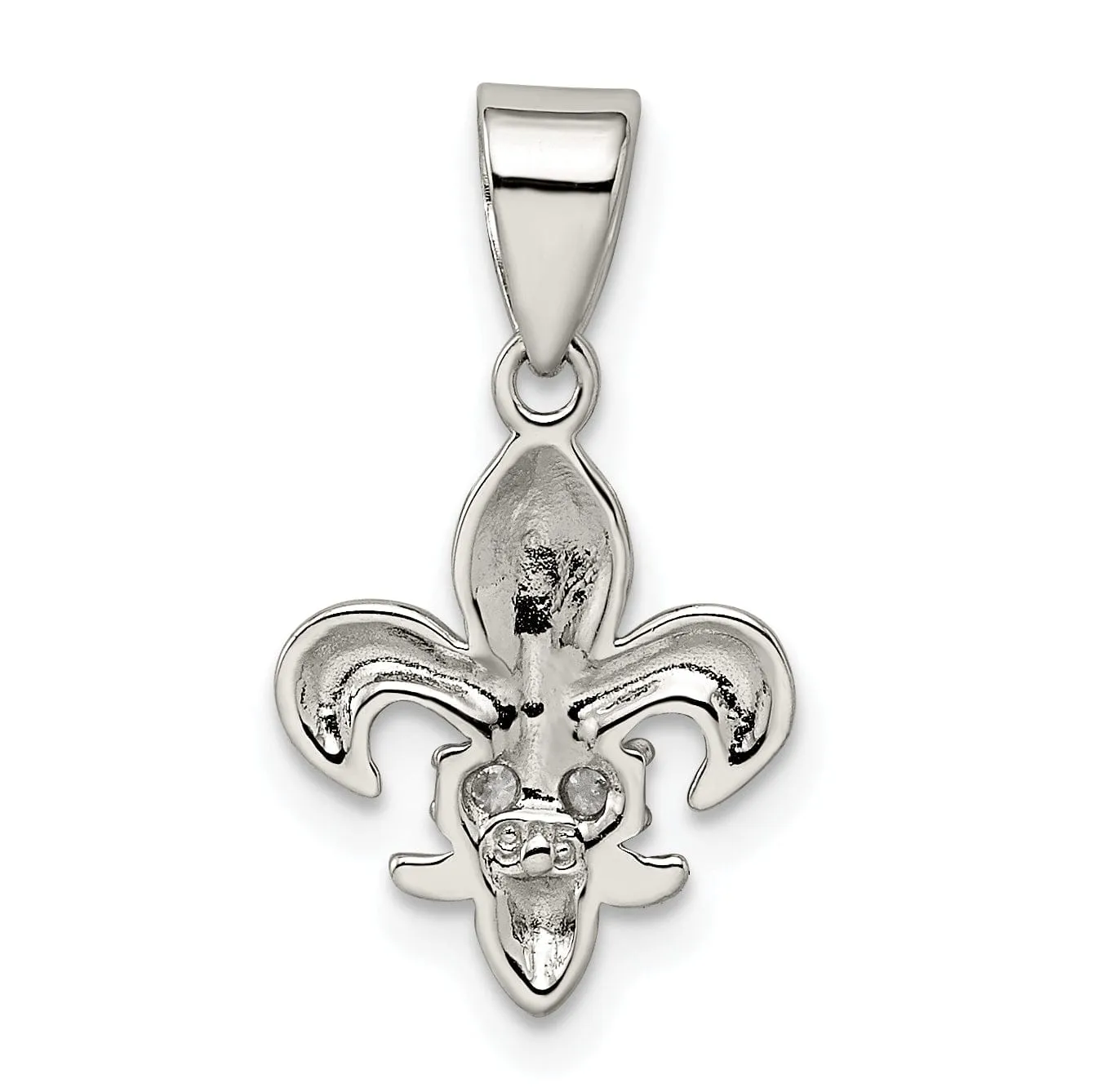 Sterling Silver Polished C.Z Fleur De Lis Charm