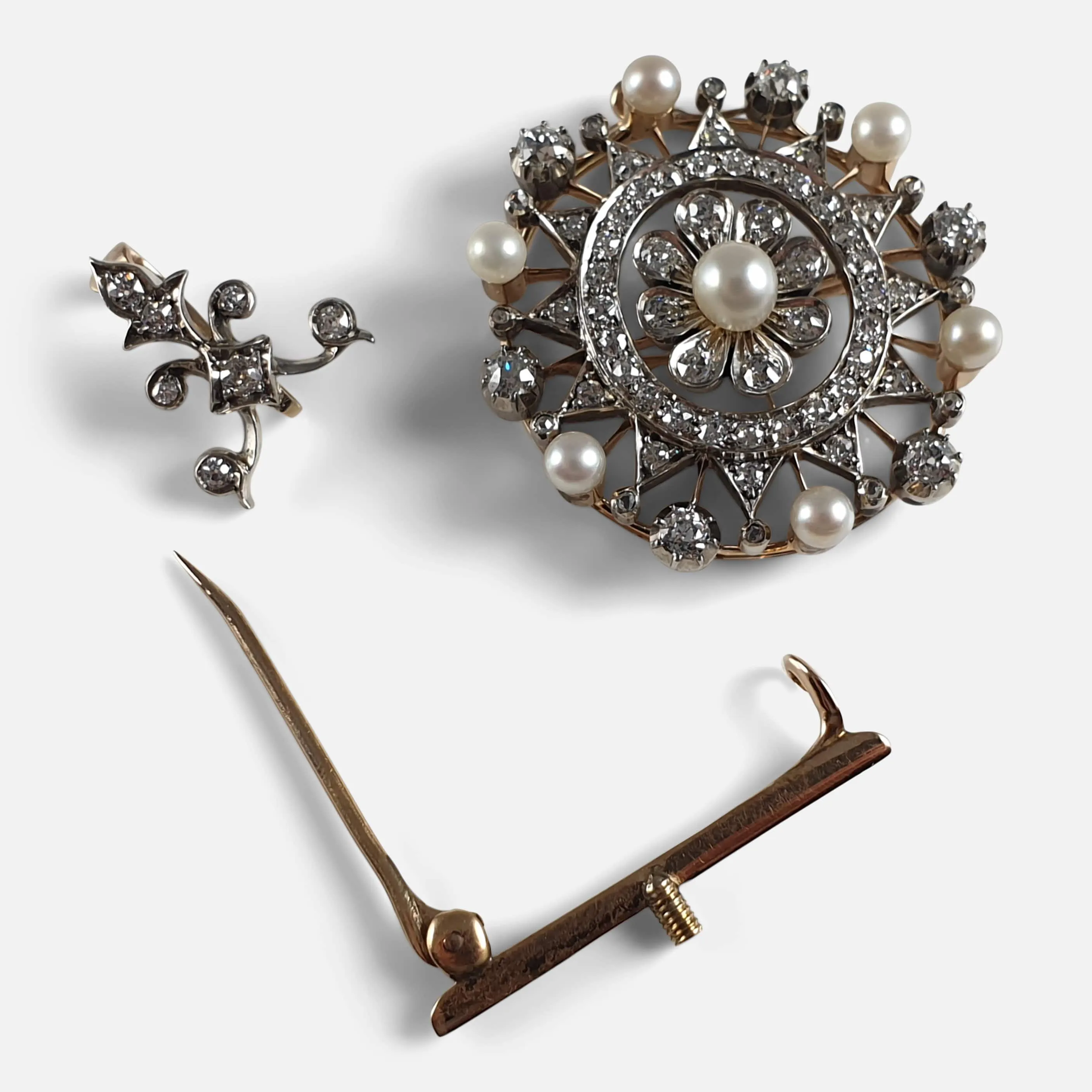 Victorian Diamond and Pearl Metamorphic Pendant Brooch