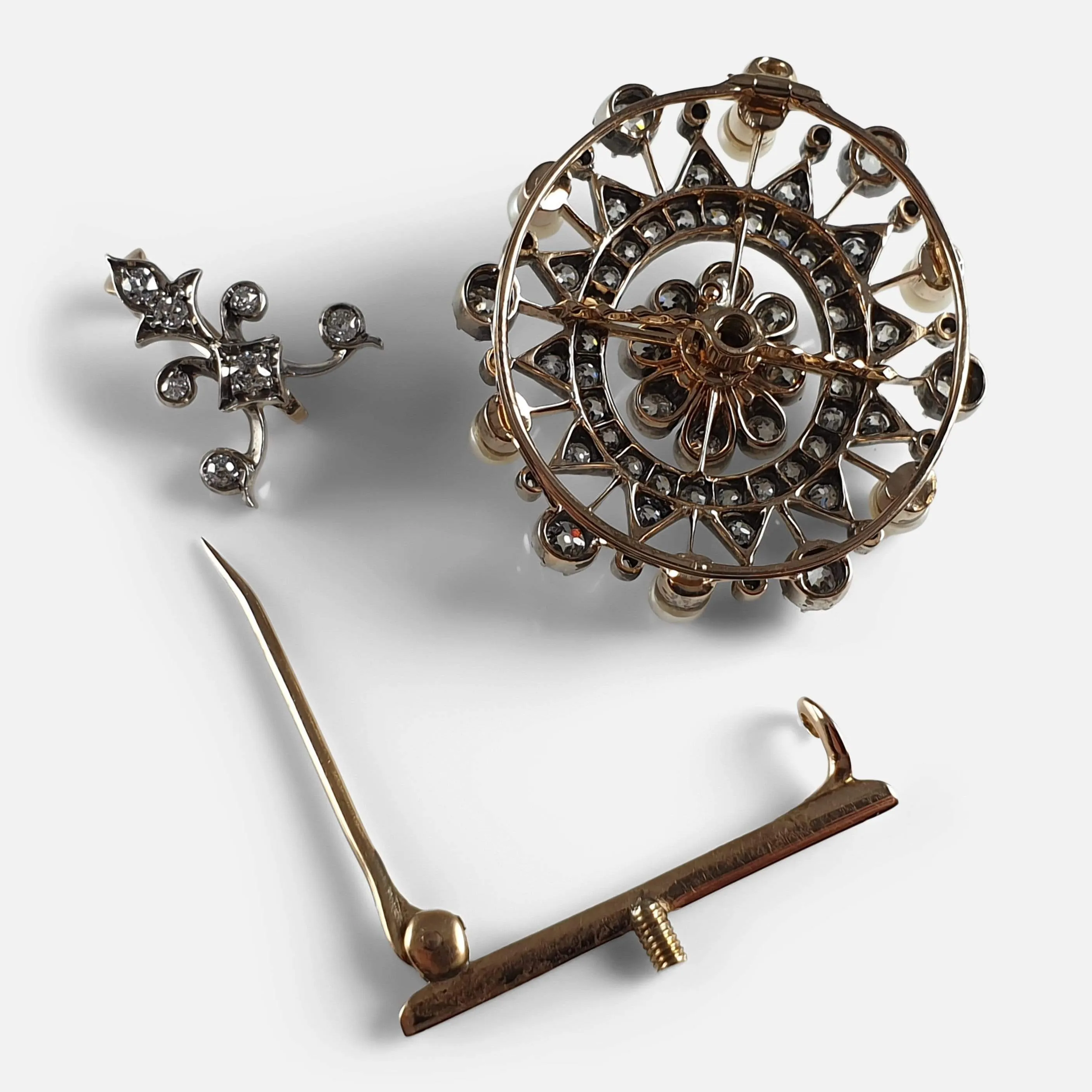 Victorian Diamond and Pearl Metamorphic Pendant Brooch