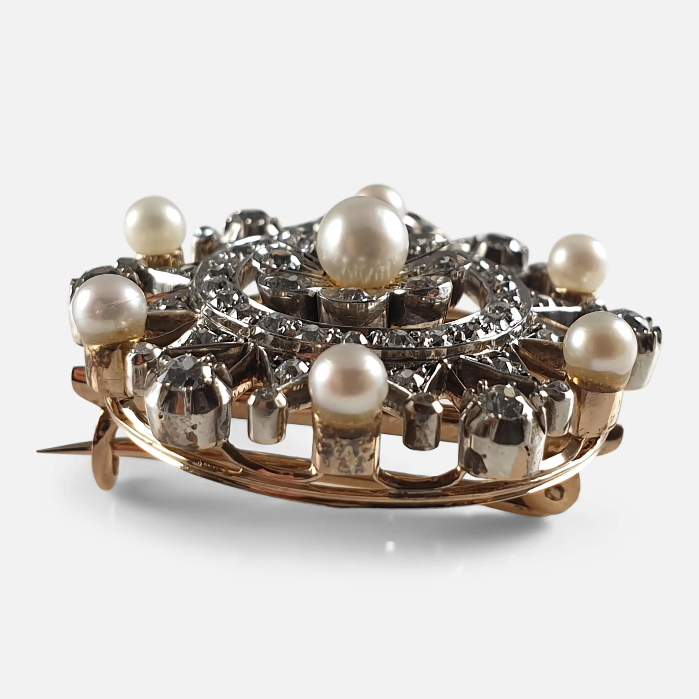 Victorian Diamond and Pearl Metamorphic Pendant Brooch