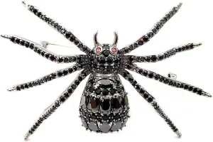 Victorian Style Mother of Pearl Body and Micro Pave Spider Brooches Pins