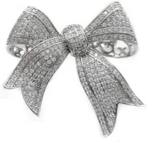Victorian Vintage Gold Tone Full Micro Pave Ribbon Bow Brooches Pins Women Accessory