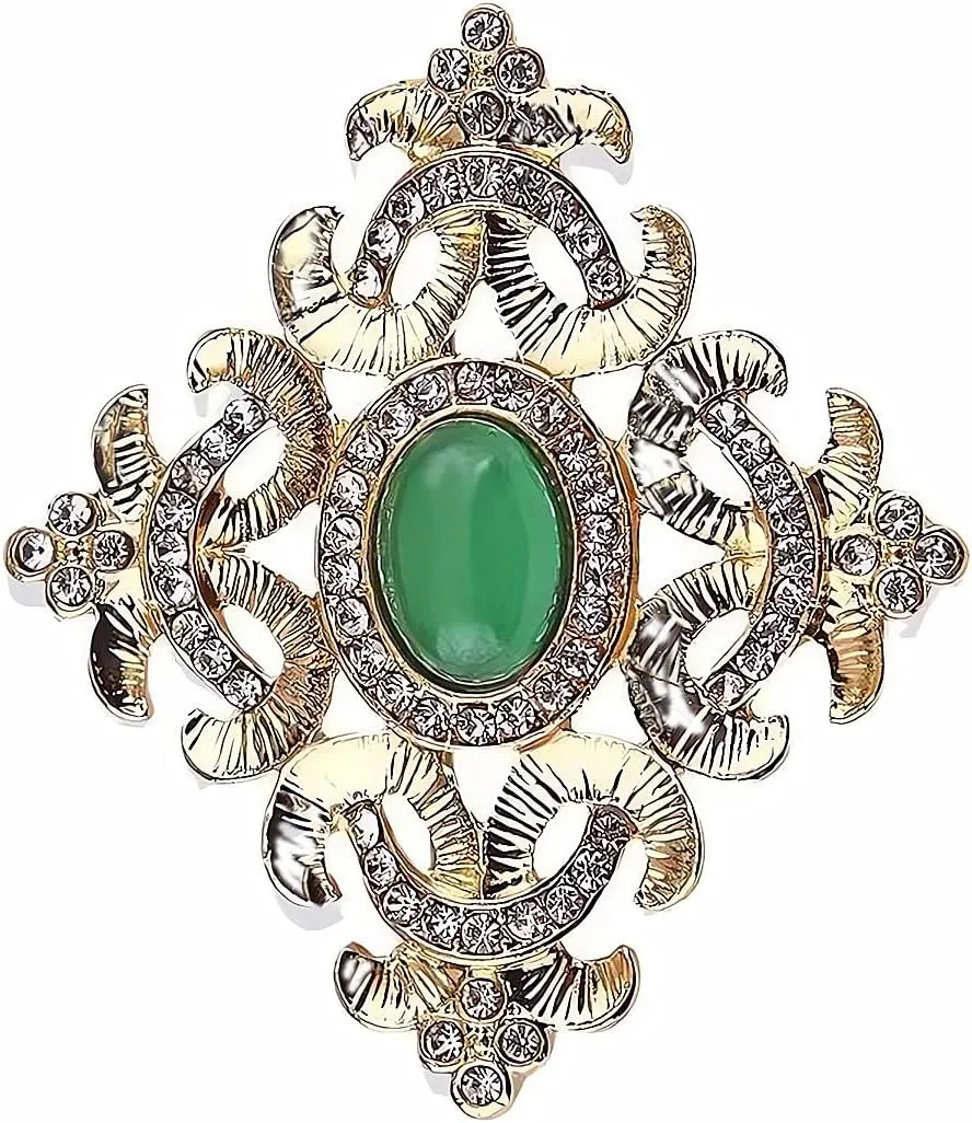 Vintage Antique Baroque pin Style Brooches Pin Red Green Shiny Cubic Zirconia Brooch Pin Scarf Holders for Women