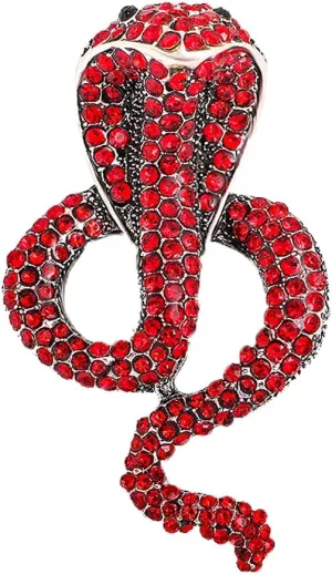 Vintage Style Crystal Cobra Animal Brooch Rhinestone Snake Serpent Lapel Pin Fashion Jewelry Brooches Accessories for Men Women