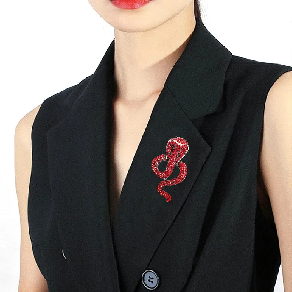 Vintage Style Crystal Cobra Animal Brooch Rhinestone Snake Serpent Lapel Pin Fashion Jewelry Brooches Accessories for Men Women