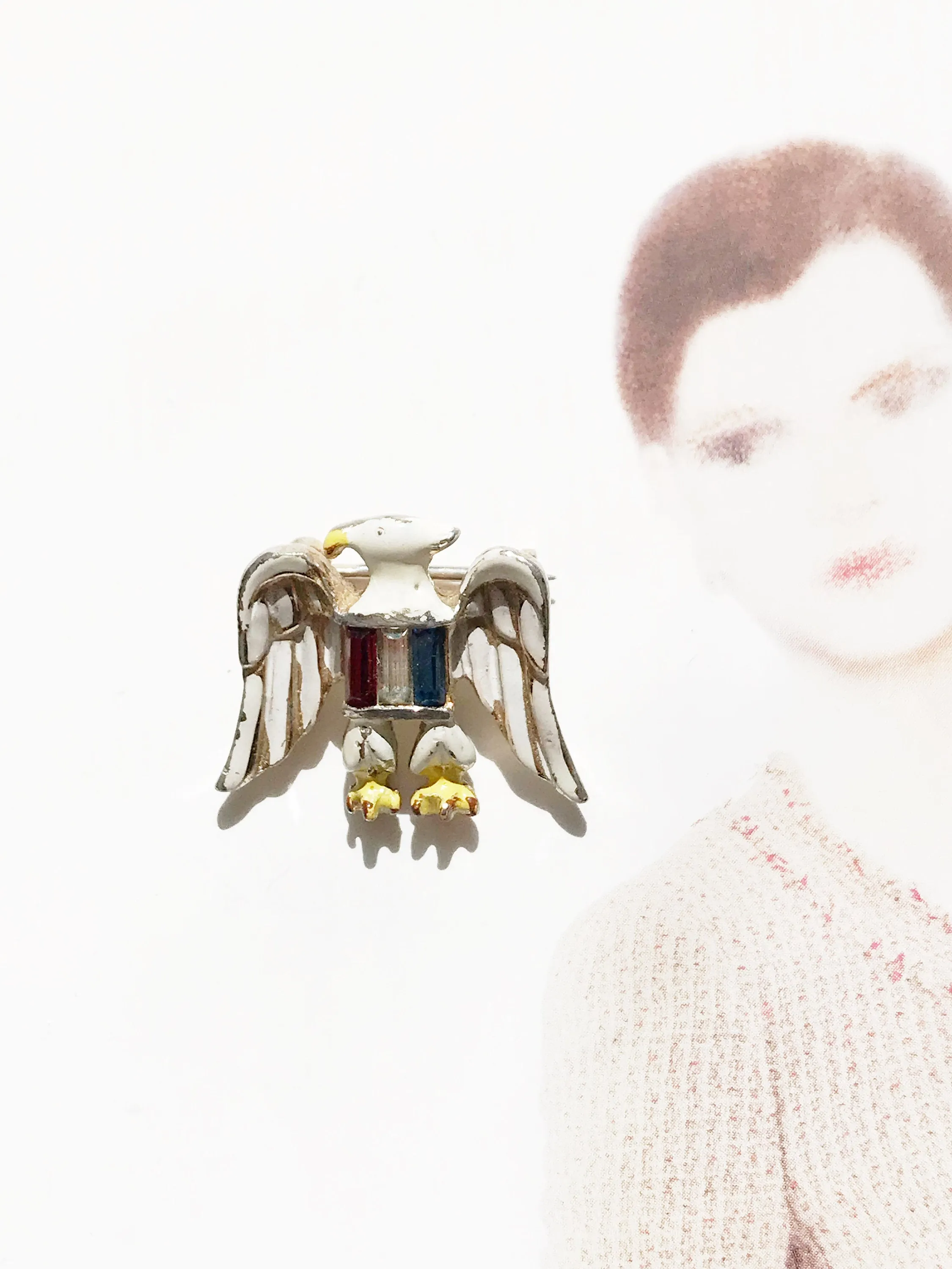 WWII Eagle Rhinestone Pin