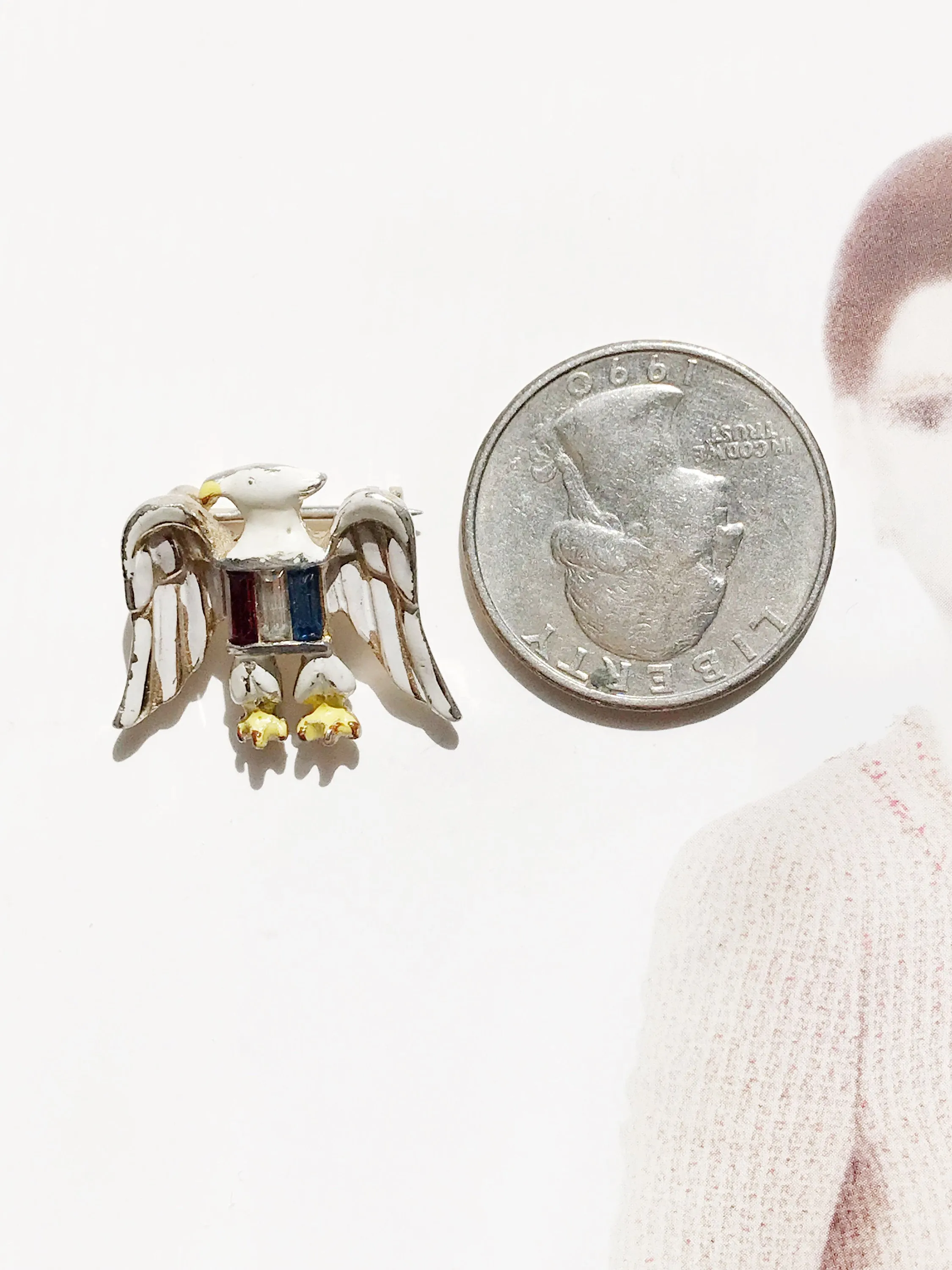 WWII Eagle Rhinestone Pin